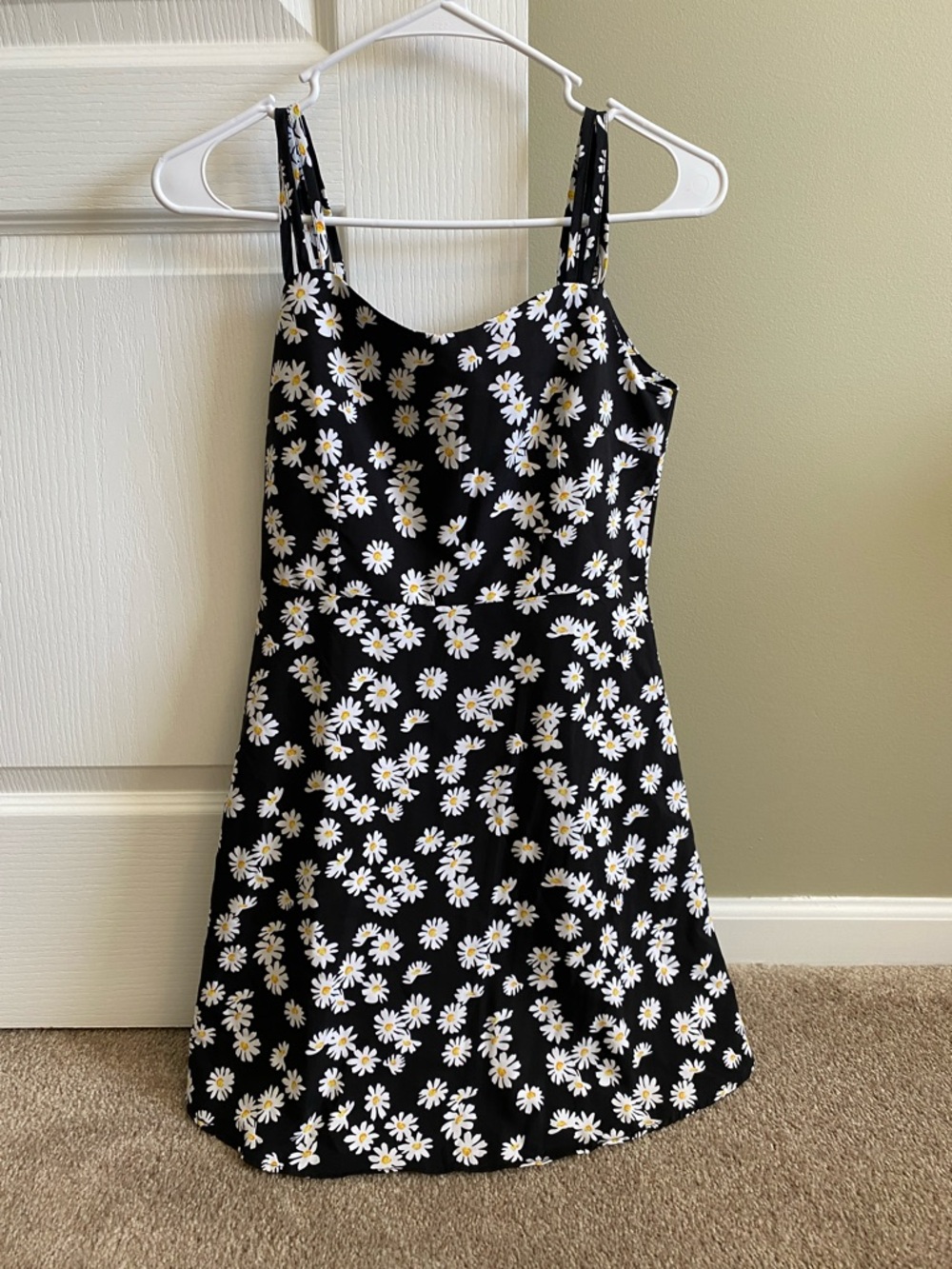 Girls' Black Daisy Print Sundress